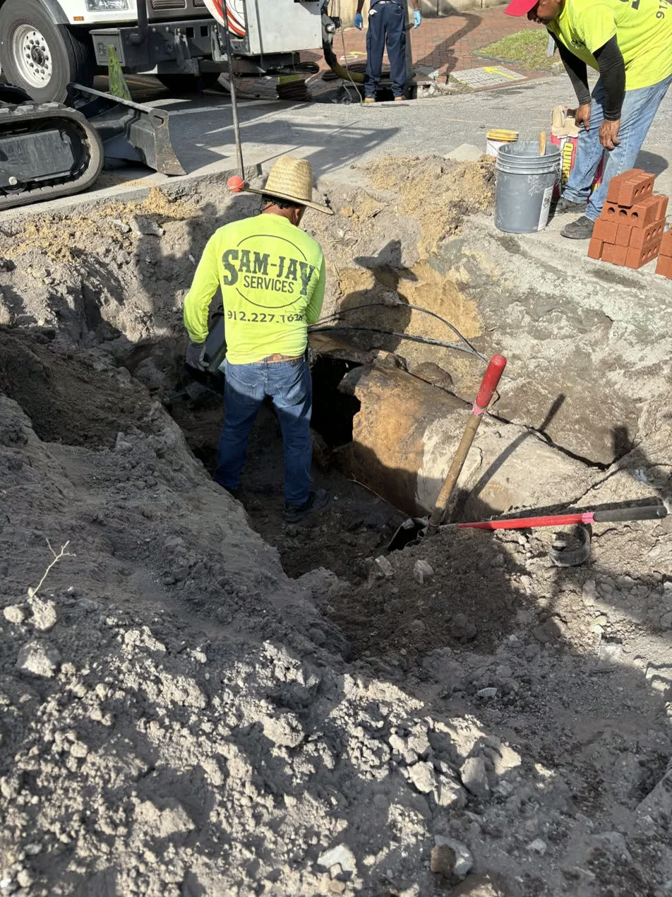 Sam-Jay Services crew performing infrastructure repair in Savannah, Georgia